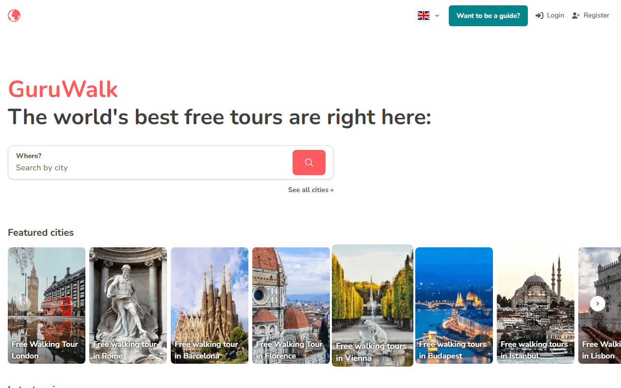 GuruWalk homepage