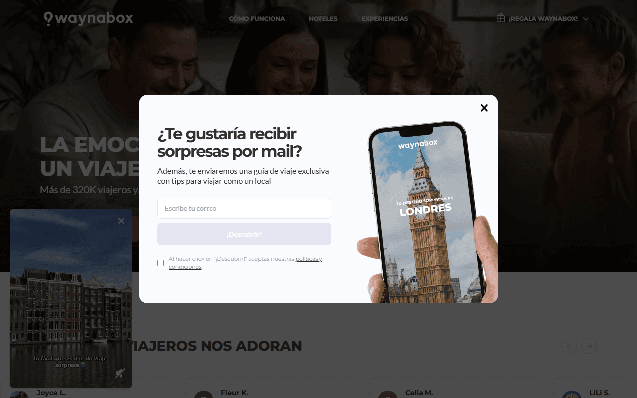 Waynabox homepage