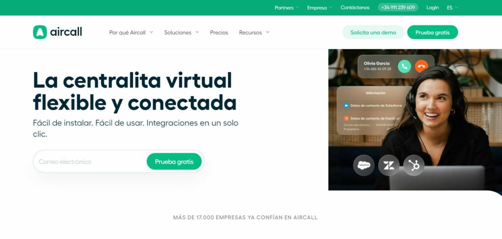 Panel de control de Aircall