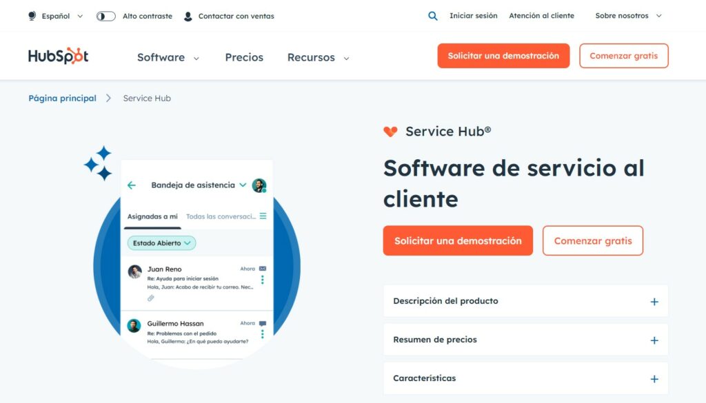 Panel de control de HubSpot Service Hub