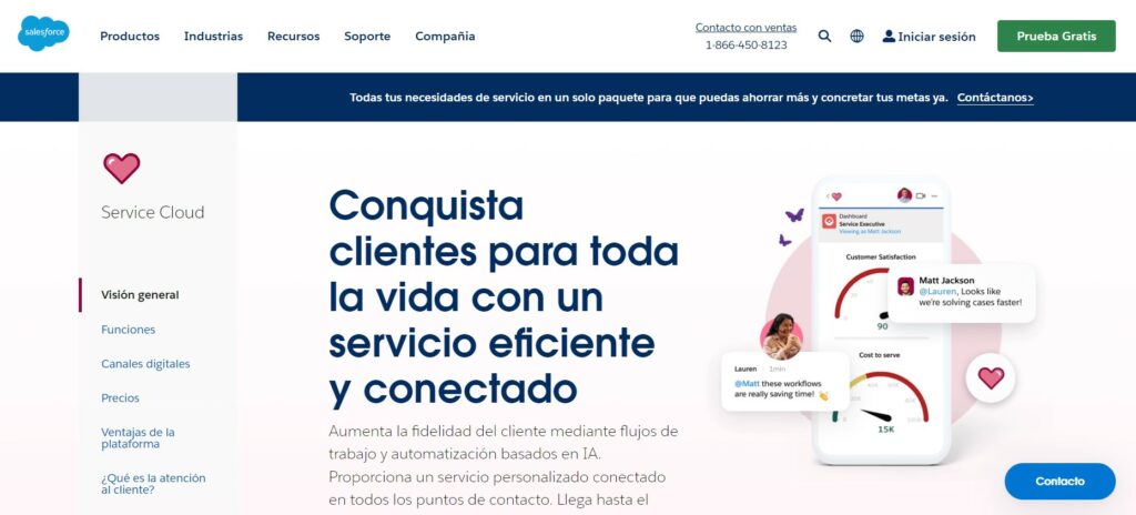 Panel de control de Salesforce Service Cloud