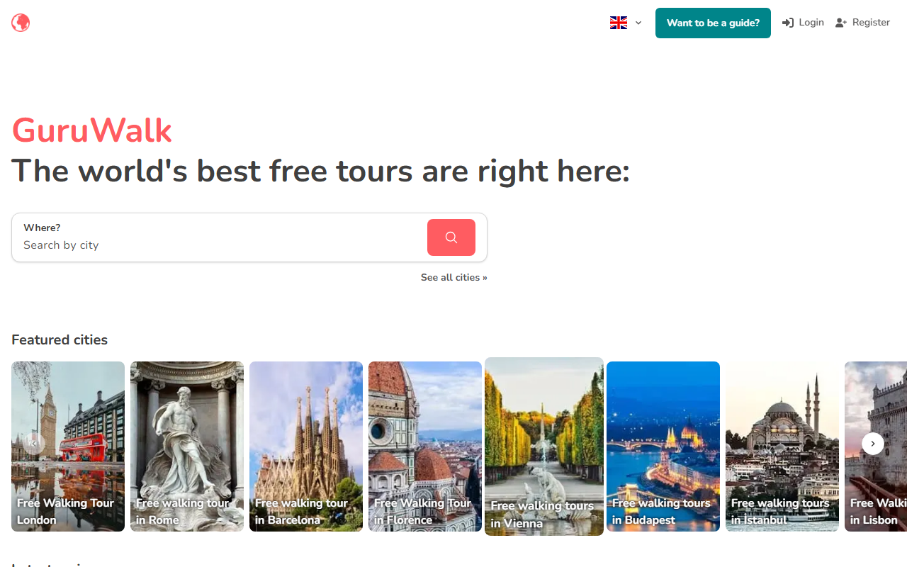 GuruWalk homepage